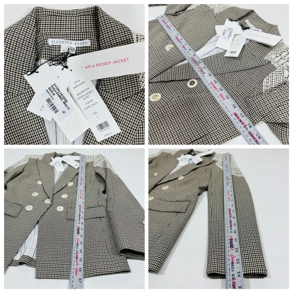 Veronica Beard Faithon Dickey Blazer Jacket Camel Multi - Picture 15 of 15